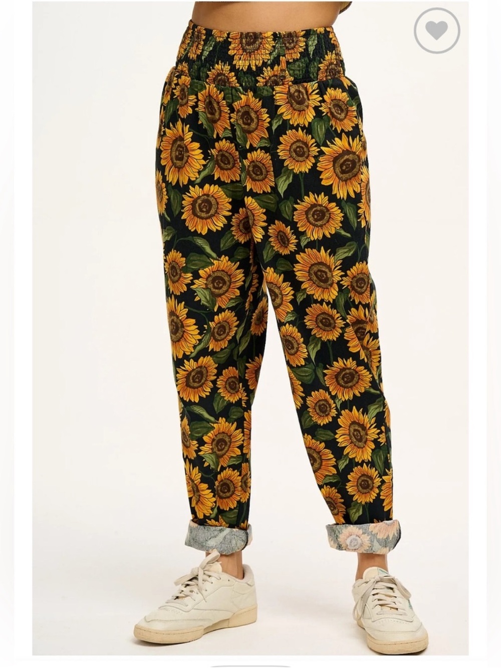 Lucy and Yak Sunflower Organic Cotton Smocked Waist Pants 90’s XL